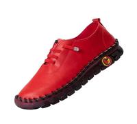 Genérico Zapatos Mujer de Piel Flexible, Corte Transpirable y Acabados Costurados, Suela de Plataforma Espesada, Grandes Tamaños, Estilo Retro Romano, para Caminar Diario Primavera-Verano, rojo, 44 EU