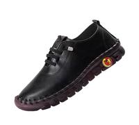 Genérico Zapatos Mujer de Piel Flexible, Corte Transpirable y Acabados Costurados, Suela de Plataforma Espesada, Grandes Tamaños, Estilo Retro Romano, para Caminar Diario Primavera-Verano, Negro , 44