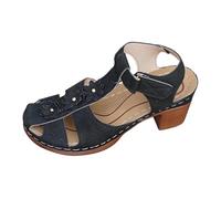 Genérico Zapatos Mujer Elegantes sandalias planas con diseño calado bordado en el talón de punta abierta para mayor comodidad y estilo veraniego., Le Noir, 38 EU