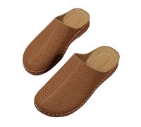 Genérico Zapatos Mujer Verano Elegante Y Retro Tacón Plano - Sandalia Ortopédica Cerrado Sandalias Cuero Románico Caminar Chaquetas De Plataforma Ligeras Transpirable Claquetas De Vacaciones, caqui
