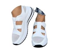 Genérico Zapatos Mujer Verano Sandalias Mujer Verano Comodas Plana Antideslizantes Sandálias Anchas Ortopedicas Deportiva Ergonómicas Respetuosas Trekking Zapato Horma Ancha Sapatilhas Blanco