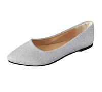 Genérico Zapatos Mujer Verano Vestir - Zapatos Casuales De Corte Superficial En Punta con Lentejuelas De Color SóLido A La Moda para Mujer Sandalia Plana
