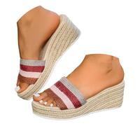 Genérico Zapatos Mujer Vestir lataforma Cuña Punta Abierta Modernas Informales Tejido ontraste Sandalias Barefoot Ligeras Cómodas Elegantes (B, 38)