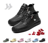 Genérico Zapatos Nevova for Mujer y Hombre, Zapatos ortopédicos Nevoldeck, cosidos a Mano, Impermeables, Ligeros, Transpirables, con Cremallera Lateral, Suela Blanda(Negro,41 EU)