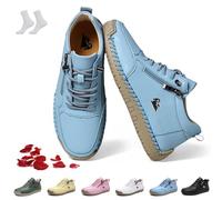 Genérico Zapatos Nevova for Mujer y Hombre, Zapatos ortopédicos Nevoldeck, cosidos a Mano, Impermeables, Ligeros, Transpirables, con Cremallera Lateral, Suela Blanda(Azul,46 EU)