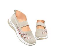 Genérico Zapatos Ortopédicos para Mujer con Malla Zapatillas Sin Cordones para Mujer Sin Manos Antideslizantes para Caminar Zapatillas Ortopédicas de Plataforma Ligeras Cómodas