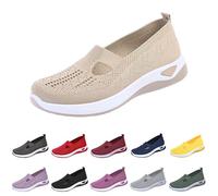 Genérico Zapatos Ortopédicos para Mujer con Malla Zapatillas Sin Cordones para Mujer Sin Manos Antideslizantes para Caminar Zapatillas Ortopédicas de Plataforma Ligeras Cómodas para Senderismo,Caminar