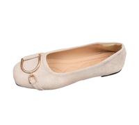 Genérico Zapatos Planos Mujer Punta Cuadrada Sin Tacón con Hebilla Metálica Bailarinas Mujer Ligeras Cómodas Suela Suave para Salidas Diarias Trabajo Caminar, blanco, 43 EU