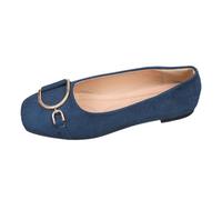 Genérico Zapatos Planos Mujer Punta Cuadrada Sin Tacón con Hebilla Metálica Bailarinas Mujer Ligeras Cómodas Suela Suave para Salidas Diarias Trabajo Caminar, azul marino, 42 EU