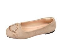 Genérico Zapatos Planos Mujer Punta Cuadrada Sin Tacón con Hebilla Metálica Bailarinas Mujer Ligeras Cómodas Suela Suave para Salidas Diarias Trabajo Caminar, beige, 39 EU