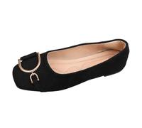 Genérico Zapatos Planos Mujer Punta Cuadrada Sin Tacón con Hebilla Metálica Bailarinas Mujer Ligeras Cómodas Suela Suave para Salidas Diarias Trabajo Caminar, Negro , 38 EU