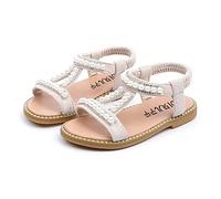 Genérico Zapatos Princesa bebé niña pequeña con Cristal Sandalias Individuales para niños (Beige, 23.5 Toddler)