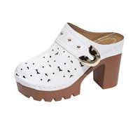Genérico Zapatos Tacon Ancho Anchas Sandalias Cómodas Mujer Sandalias de Tacón Grueso Con Parte Superior Anudada de Verano,Informales,A La,Cómodas Y Versátiles,Con Sandalia Comodas (White,42)