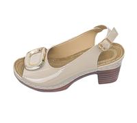 Genérico Zapatos Tacon Ancho Anchas Sandalias Mujer Comodas Sandalias de Verano para Mujer,Con de Pez,Huecas,Con Hebilla Una Sola Línea,Talla Grande,Informales,Sandalia (Beige,36)