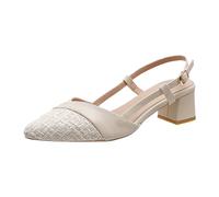 Genérico Zapatos Tacon Ancho Anchas Zapatos Mujer Verano de Mujer con Pendiente Inferior Gruesa Y para Uso Exterior,Punta Abierta,Cabeza Cuadrada,Arrastre Frío,Cuñas (Beige,40)
