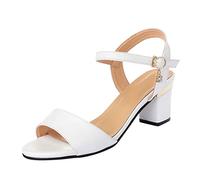 Genérico Zapatos Tacon Ancho Sandalias Mujer Blancas Anchas Sandalias Gruesas de Tacón Abierto de Verano,Primavera Tamaño Y Punta Alta para Mujer,Cuñas Verano (White,38)