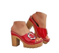 Genérico Zapatos Tacon Comodos Sandalias Mujer Plataforma Sandalias de Tacón Alto para Mujer con Cierres Metálicos,Casuales con Tacón Grueso. Sandalia Montaña para Playa (Red,41)