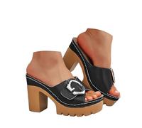 Genérico Zapatos Tacon Comodos Sandalias Mujer Plataforma Sandalias de Tacón Alto para Mujer con Cierres Metálicos,Casuales con Tacón Grueso. Sandalia Montaña para Playa (Black,40)