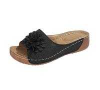 Genérico Zapatos Tacon Mujer Las mujeres de Thick Soled Flower Casual Solid Color Open Toe Hollow Slippers And Summer Outer Sandals Zapatos Elegantes Mujer (40)