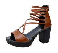 Genérico Zapatos Tacon Mujer Pies Anchos Sandalias Anchas Vestido Estilo Francés de Temperamento de,Sandalias Gruesas Estilo Sandalia Hebilla Mujer Zapatos Verano (Brown,39)