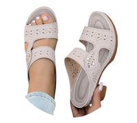 Genérico Zapatos Tacon Mujer Sandalias Anchas Pies Anchos Sandalias de Verano para Mujer,Estilo Retro,Casuales,Cómodas,con Tacón Alto Y Tacón Grueso,Sandalia Marron (Beige,42)