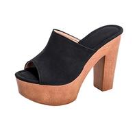 Genérico Zapatos Tacon Mujer Sandalias Comodas Pies Anchos Tacón Grueso Lady Slipper Zapatos Femeninos Mouth High Shoes Fashion Summer Fish Women'S Sandalias Sandalia de Tacon Mujer Verano (Black,41)
