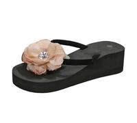 Genérico Zapatos Tacon Mujer sandalias dedo ligeras informales adornos florales tacón cuña grueso trasera abierta ire libre elegantes verano cómodas (Gold, 39)
