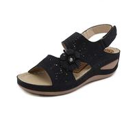 Genérico Zapatos Tacon Mujer, Sandalias Mujer Plataforma, Bequeme Lauf Lässig Offene Zehe Slipperabsatz Mit Klettverschluss Für Alltag Frühling Sommer Herbst