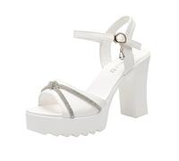 Genérico Zapatos Tacon Mujer Zapatos Verano Comodos Anchas de Mujer Calcetines Largos para Adulta Calcetines para Verano Color Sólido Resbalón En Sandalia Negra (White,38)