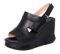 Genérico Zapatos Verano Mujer Comodos Plataforma Comodas Sandalias de Mujer de Verano Cómodas Y,Un Solo Dedo Del Pie,con Punta Abierta,Retro,Ligeras,para Sandalias Confort (Black,36)