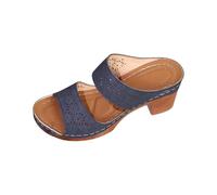 Genérico Zapatos Verano Mujer Sandalias Tacon Verano Anchas Zapatillas de para Mujer,Transpirables,Ligeras,de Una Sola Palabra,con Punta Abierta Y Tacón Grueso. Sandalia Fucsia (Blue,41)