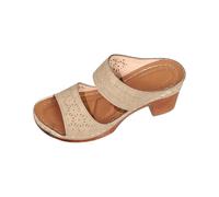 Genérico Zapatos Verano Mujer Sandalias Tacon Verano Anchas Zapatillas de para Mujer,Transpirables,Ligeras,de Una Sola Palabra,con Punta Abierta Y Tacón Grueso. Sandalia Fucsia (Beige,43)