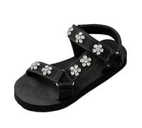 Genérico Zapatos Zapatos lanos ligeros de uela blanda ra mujer con puntera con pedrería y sandalias elásticas sin cordones. Rosa lo Fiesta (42)