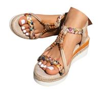 Genérico ZaZapatos Fiesta Comodos Sandalias Bohemias uela Gruesa Estilo Informal Tiras Trenzadas ez Huecas Sandalias Tacon Mujer Ligeras Cómodas (B, 38)