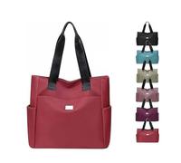 Genérico Zcjeaneviln Bag Waterproof, New Large Capacity Water Repellent Multi Pocket Nylon Shoulder Bags,Fashionable Tote Bags (Red)