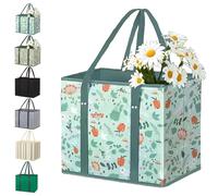 Genérico Zealburst Grocery Bags, Reusable Grocery Bags, Non-Woven Foldable Picnic Bag, Large Capacity for Family Shopping Hold up to 50 Ibs (Spring Stroll)