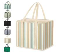 Genérico Zealburst Grocery Bags, Reusable Grocery Bags, Non-Woven Foldable Picnic Bag, Large Capacity for Family Shopping Hold up to 50 Ibs (Beige)