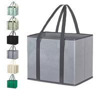 Genérico Zealburst Grocery Bags, Reusable Grocery Bags, Non-Woven Foldable Picnic Bag, Large Capacity for Family Shopping Hold up to 50 Ibs (Gray)