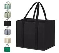 Genérico Zealburst Grocery Bags, Reusable Grocery Bags, Non-Woven Foldable Picnic Bag, Large Capacity for Family Shopping Hold up to 50 Ibs (Black)