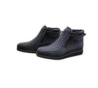 Genérico Zenfaze Handcrafted Western Cowboy Boots, Men's Square Toe Leather Double Zipper Hand-woven Cowboy Petatillo Boot with Double Side Zipper (Black,42)