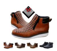 Genérico Zenfaze Handcrafted Western Cowboy Boots, Men's Square Toe Leather Double Zipper Hand-woven Cowboy Boot (Brown,40)