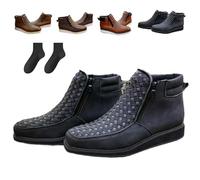 Genérico Zenfaze Handcrafted Western Cowboy Boots, Men's Square Toe Leather Hand-wove Work Cowboy Boot with Side Zipper (Black,47)