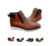 Genérico Zenfaze Handcrafted Western Cowboy Boots, Men's Square Toe Leather Hand-woven Cowboy Boot, Double Side Zipper (Brown,45)