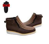 Genérico Zenfaze Handcrafted Western Cowboy Boots,Men's Square Toe Leather Hand-woven Cowboy Double Side Zipper Petatillo Boot (coffee,35)