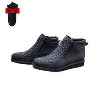 Genérico Zenfaze Handcrafted Western Cowboy Boots,Men's Square Toe Leather Hand-woven Cowboy Double Side Zipper Petatillo Boot (black,36.5)