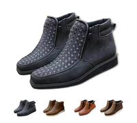 Genérico Zenfaze Handcrafted Western Cowboy Boots, Zenfaze Orthopedic Boots for Men, Square Toe Leather Hand-Woven Cowboy Shoes (black,37)