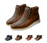 Genérico Zenfaze Handcrafted Western Cowboy Boots, Zenfaze Orthopedic Boots for Men, Square Toe Leather Hand-Woven Cowboy Shoes (khaki,40)