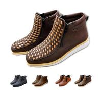 Genérico Zenfaze Handcrafted Western Cowboy Boots, Zenfaze Orthopedic Boots for Men, Square Toe Leather Hand-Woven Cowboy Shoes (coffee,46)