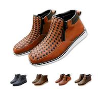 Genérico Zenfaze Handcrafted Western Cowboy Boots, Zenfaze Orthopedic Boots for Men, Square Toe Leather Hand-Woven Cowboy Shoes (brown,39)