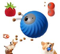 Genérico Zoomie 2.0 - Zoomie Dog Toy, Chew Resistant/Automatic Rolling+Feeding/Smart Touch, Changes Direction, Chew Resistant, Imitates Prey, Adjustable Treat Dispensing (Blue + Tomato Knit Covers)